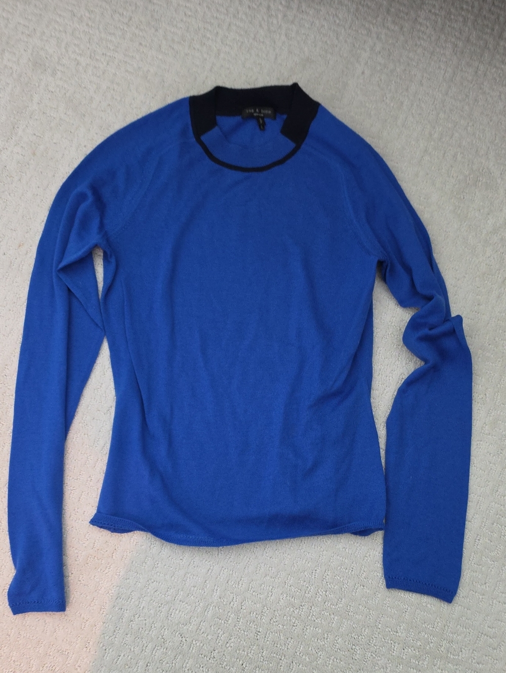 rag & bone cobalt blue long sleeve top with black trim